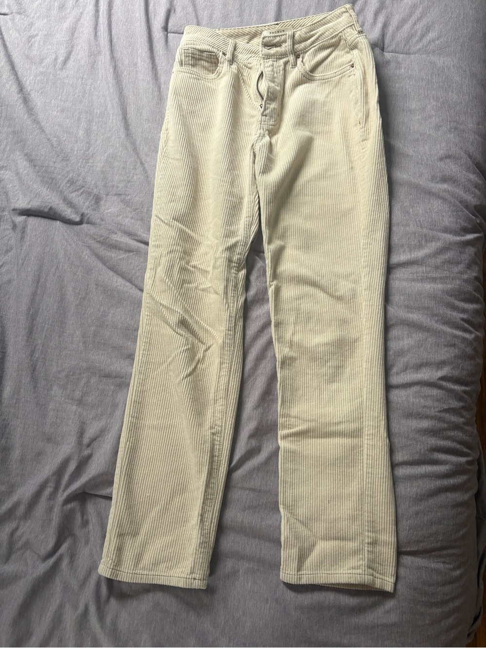 PacSun Women's Cream Straight-Leg Corduroy Pants
